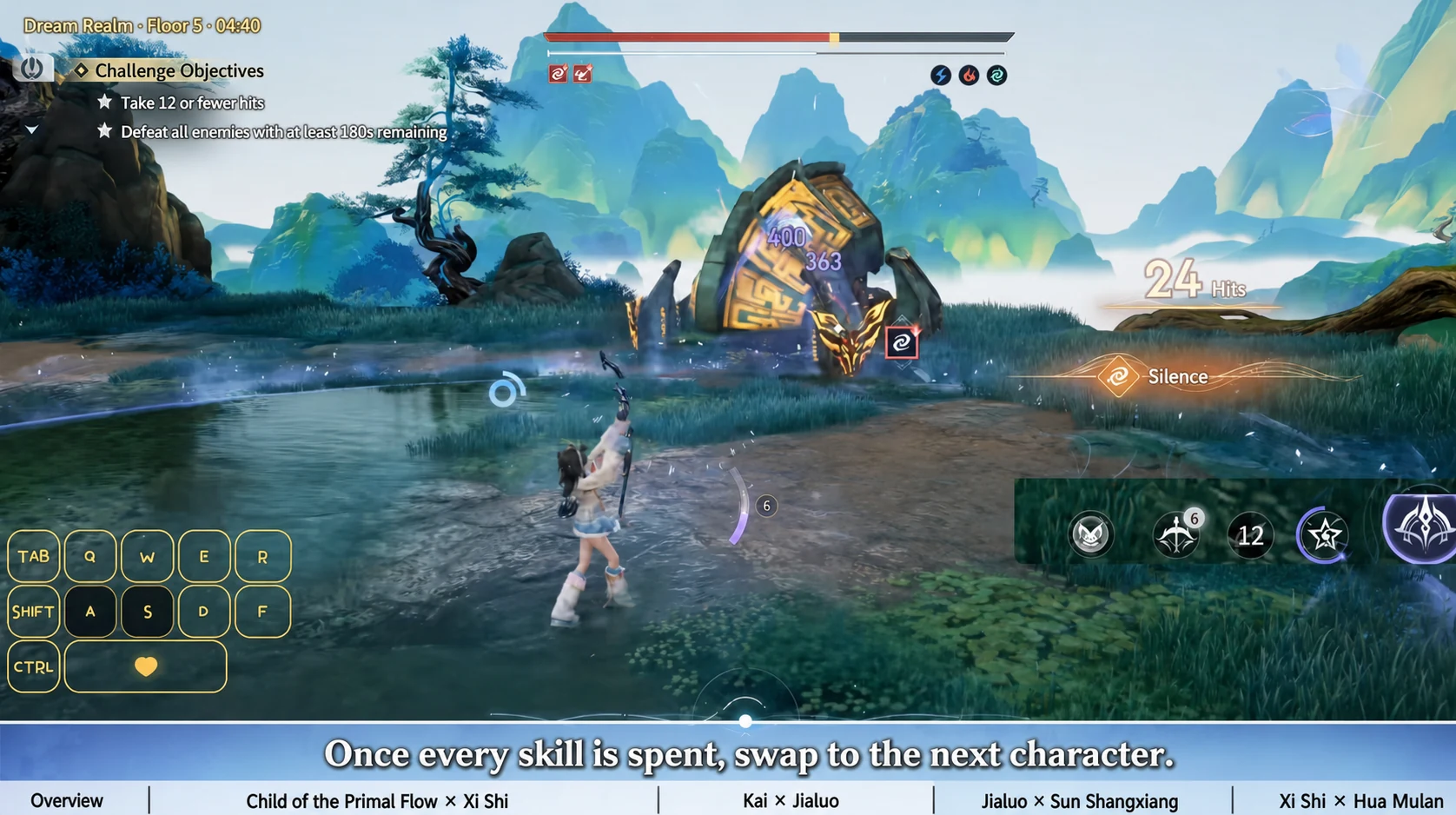 Jialuo finishing a rotation before a character swap