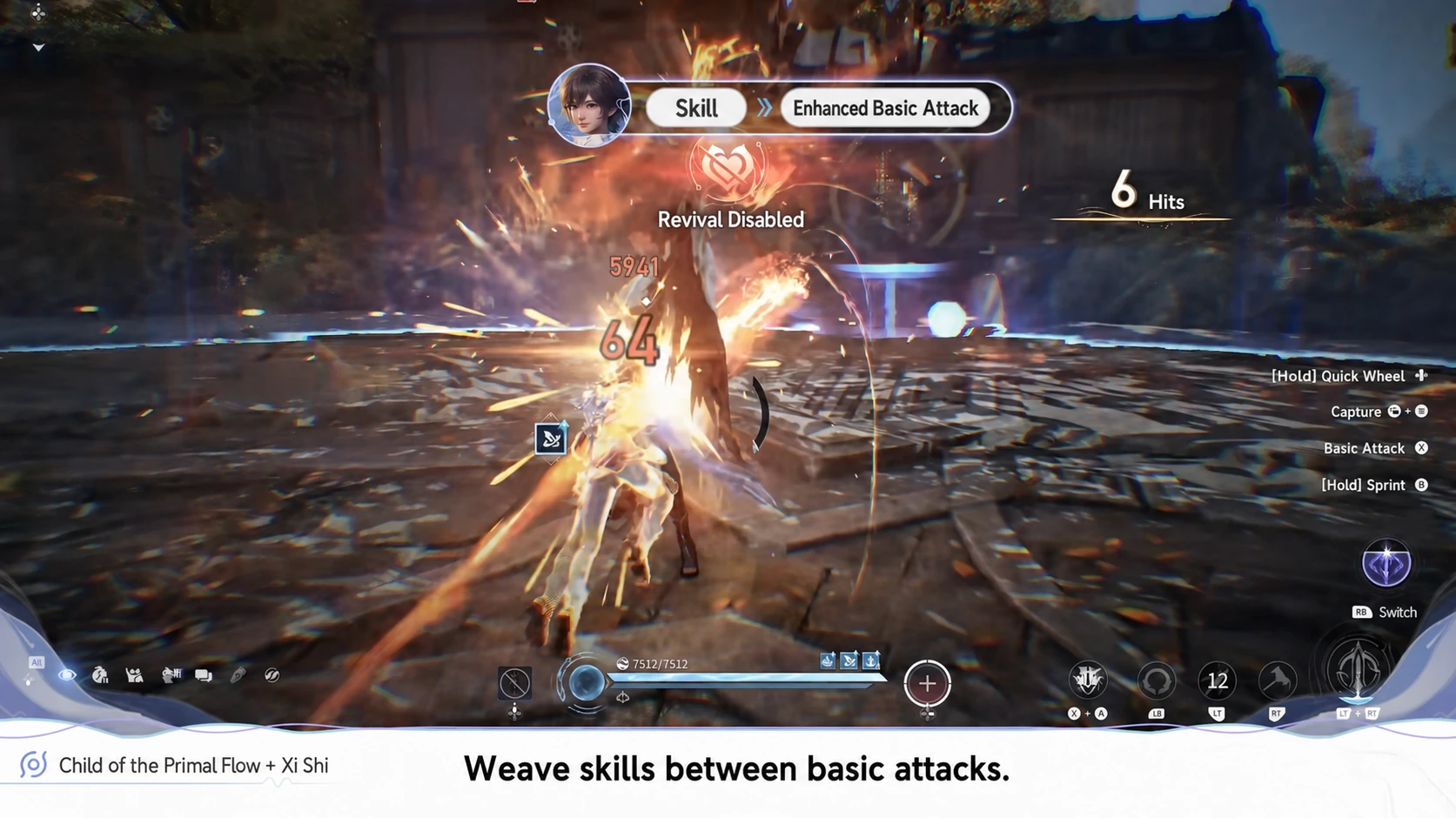 Child of the Primal Flow and Xi Shi combat example