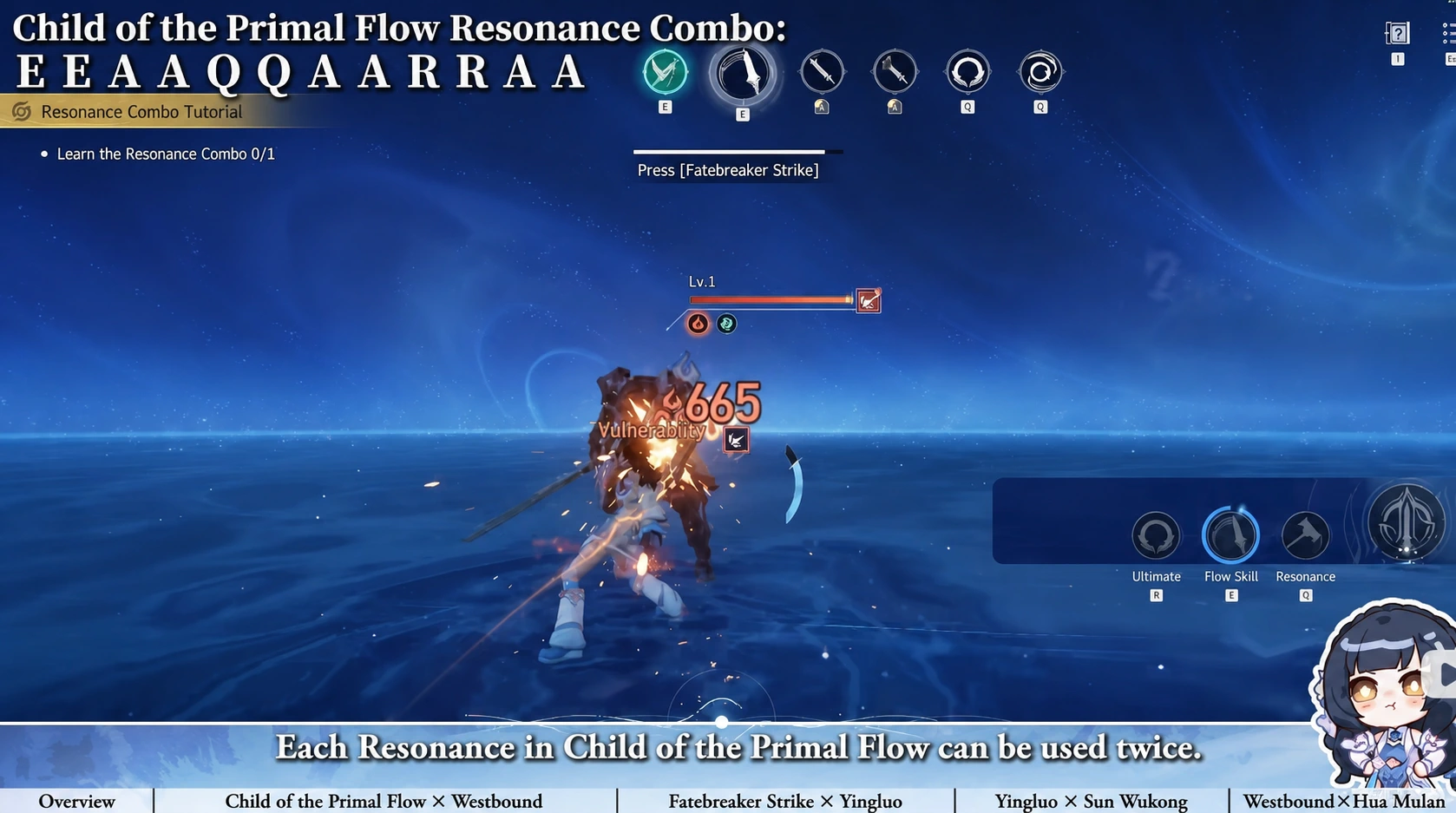 Child of the Primal Flow combo sequence localized in English